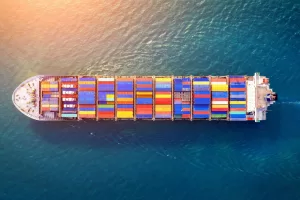 aerial view container cargo ship sea